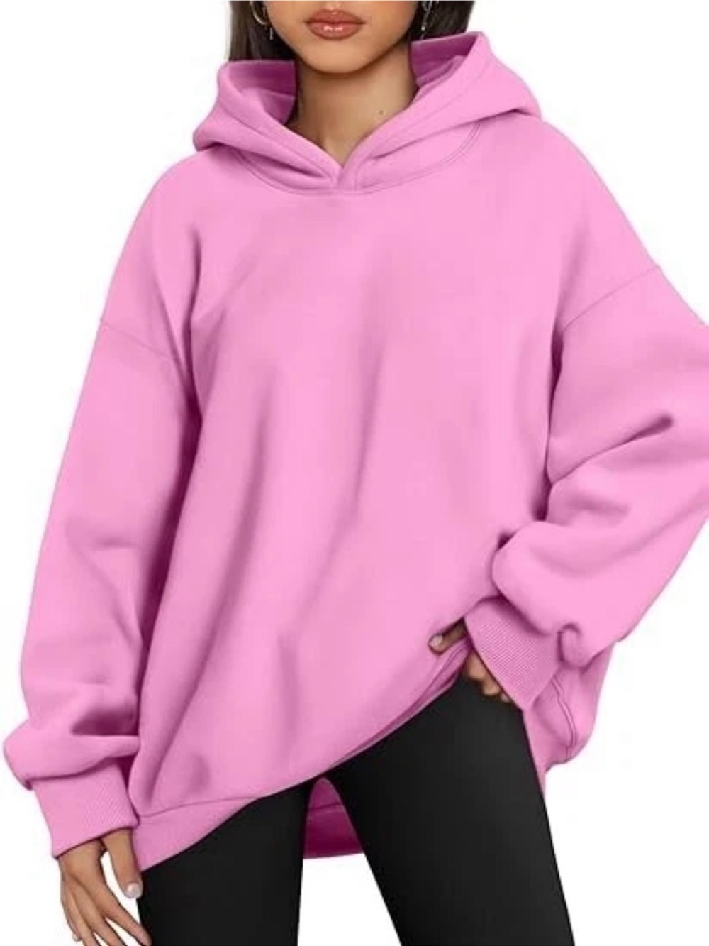 Automet Oversized Pink Fleece Lined Hoodie/Sweatshirt  Pullover Size Medium